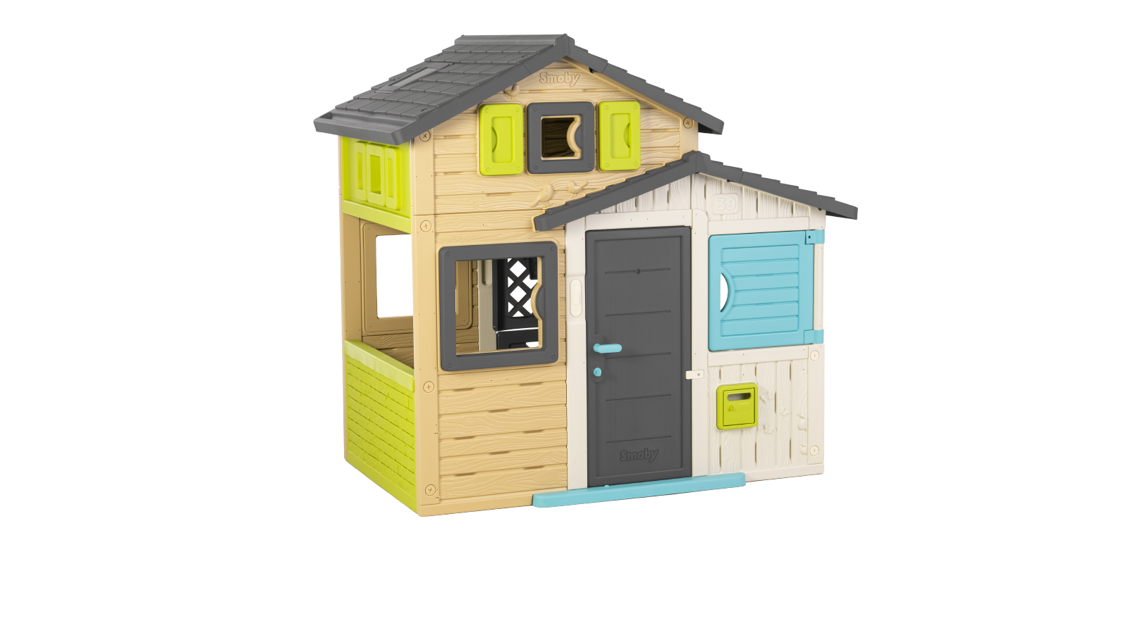 Házikó Jóbrátok elegáns külcsínben Friends House Evo Playhouse Smoby bővíthető 2 ajtós kulccsal 6 ablakkal UV védelemmel 162 cm magas