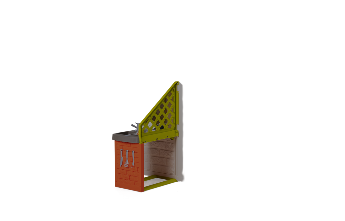 Házikó természetes My New House Smoby bővíthető 2 ablak zsalugáterrel 2 kerek ablak és felezett ajtó 135 cm magas UV szűrővel 2 évtől