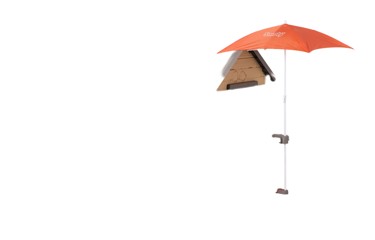 Házikó természetes My New House Smoby bővíthető 2 ablak zsalugáterrel 2 kerek ablak és felezett ajtó 135 cm magas UV szűrővel 2 évtől
