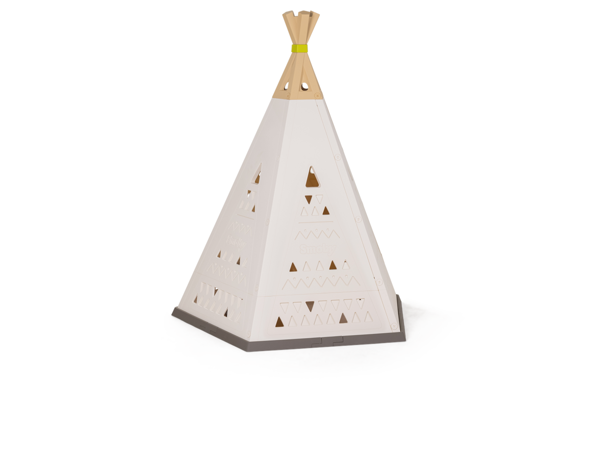 Sátor természetes Indoor&Outdoor Teepee Evolutive Smoby magasságilag állítható 159-184 cm textil függönnyel UV szűrő 2-8 éves gyerekeknek