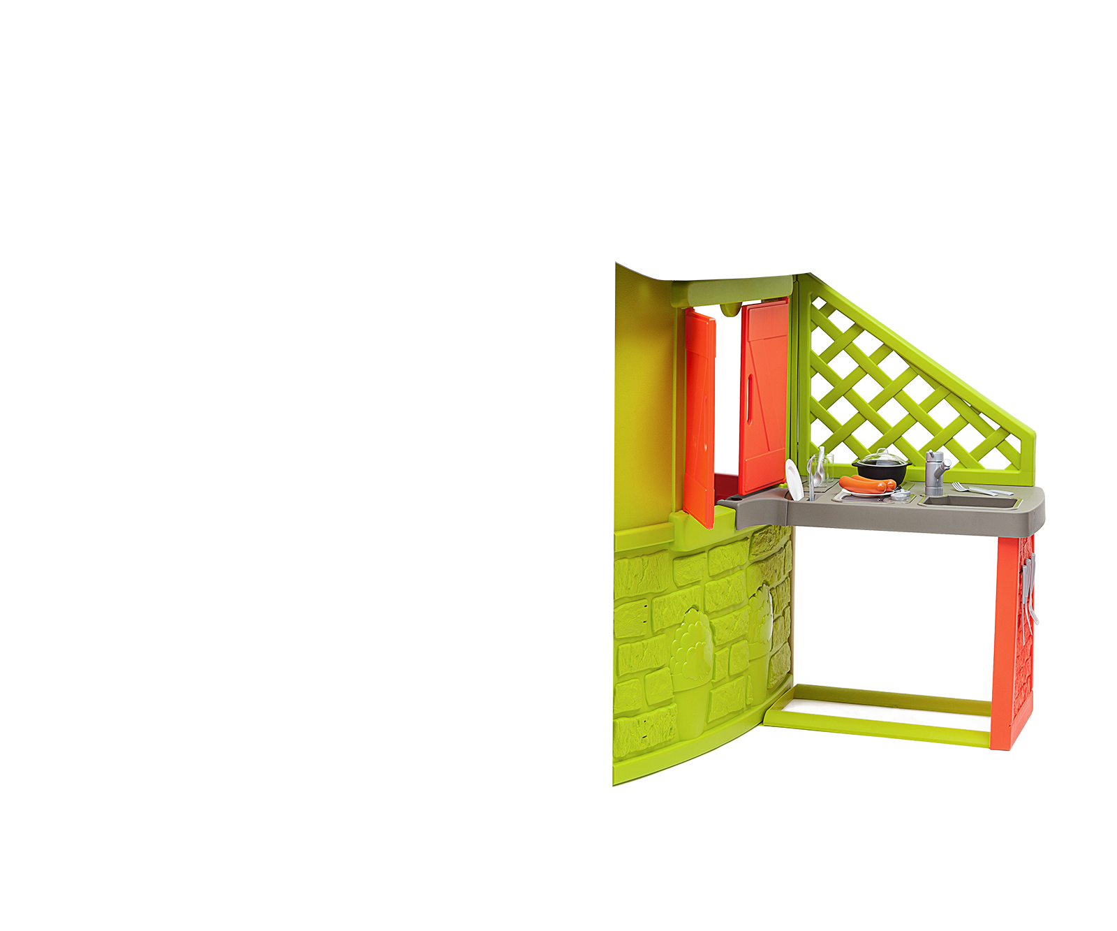 Házikó Neo Jura Lodge Smoby 2 ajtós 2 zsalugáteres ablakkal és madáretetővel 2 évtől