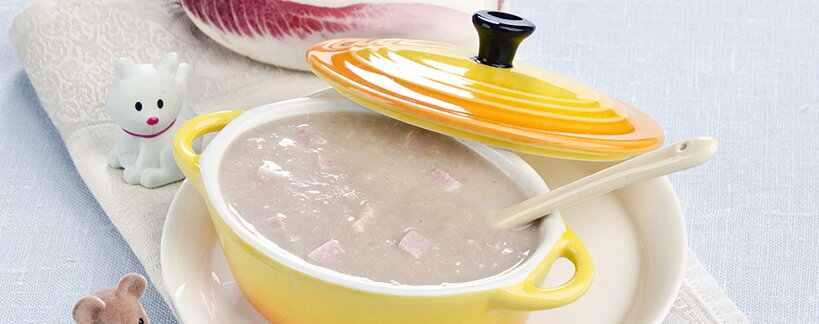 Cikória hagymával, sonkával és tápiókával