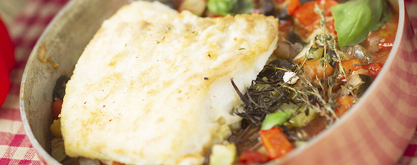 Francia ratatouille tőkehallal